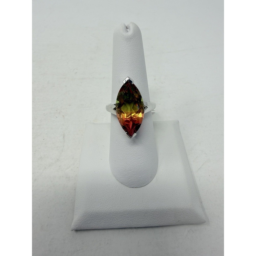 Shop LC Rainbow Genesis Quartz Platinum Over Sterling Silver Size 7 Ring 5083